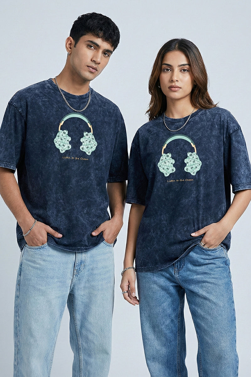 Listen to the Ocean Acid Wash Oversized T-Shirt