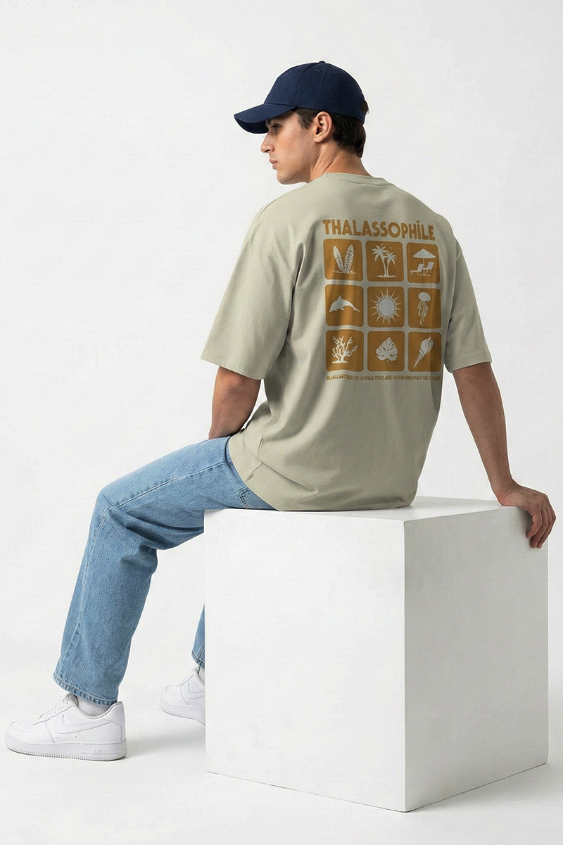 Thalassophile Iconic Beach Biege Oversized T-Shirt