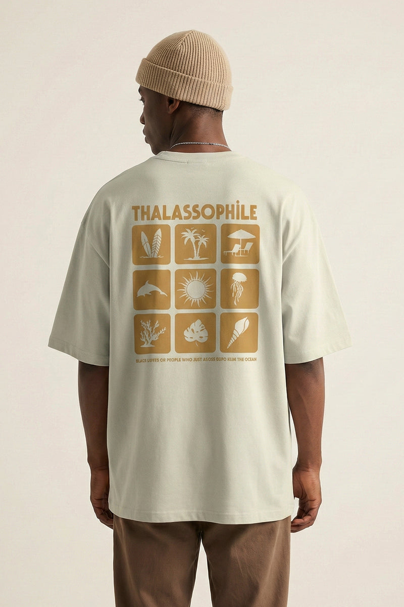 Thalassophile Iconic Beach Biege Oversized T-Shirt
