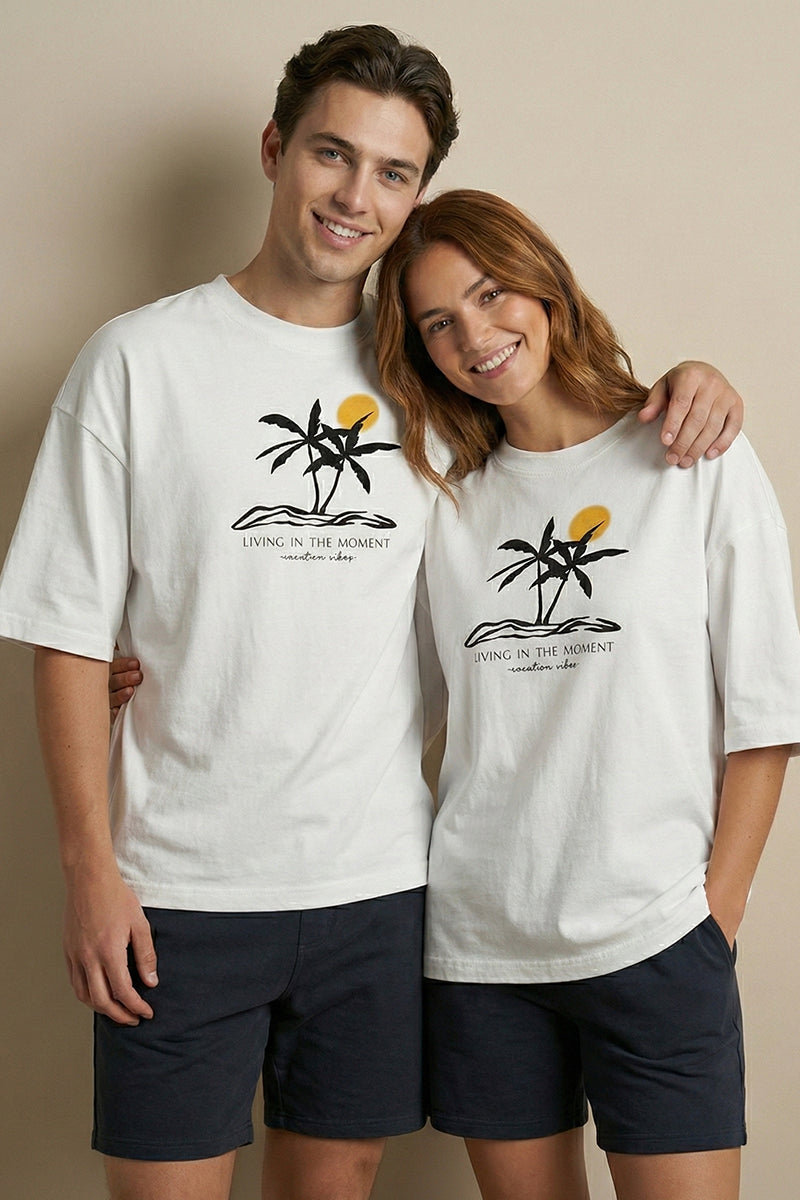 "Living in the Moment" White Oversized T-Shirt