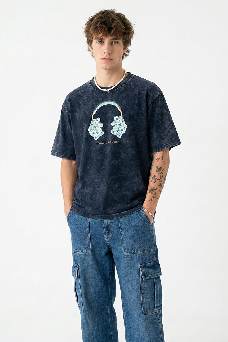 Listen to the Ocean Acid Wash Oversized T-Shirt